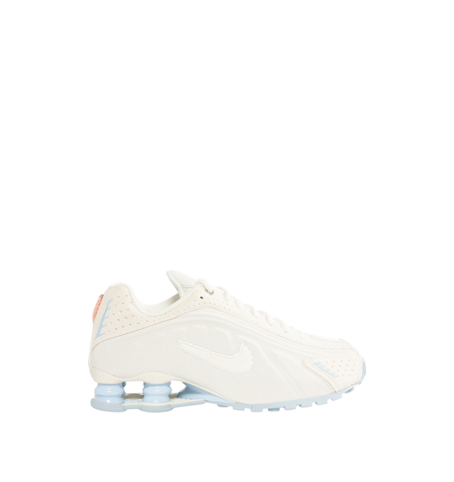 Image 1 of 5 - WHITE - NIKE Shox R4 SE Sneaker featuring synthetic, leather and textile upper, Nike Shox cushioning, circular Waffle outsole and laser perforations throughout.