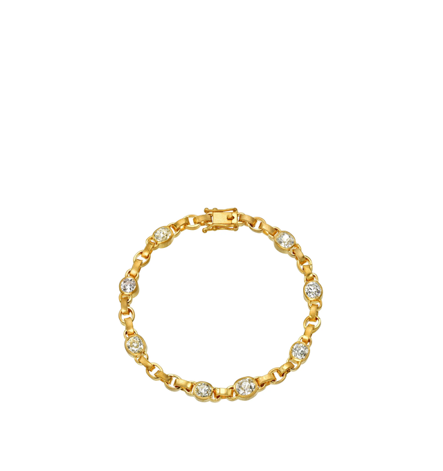 Image 1 of 2 - GOLD - DARIUS JEWELS Diamind Signature Chain Bracelet featuring 7 length, 3.25 cts bezel set Antique Old Mine Cut Diamonds set in 18K Fairmined Yellow Gold. Hirshleifers offers a range of initial pieces from this collection in-store. For personal consultation and detailed information about jewelry, please contact our dedicated stylist team at personalshopping@hirshleifers.com. This item may be restricted for online purchase to international clients. For assistance purchasing this item please