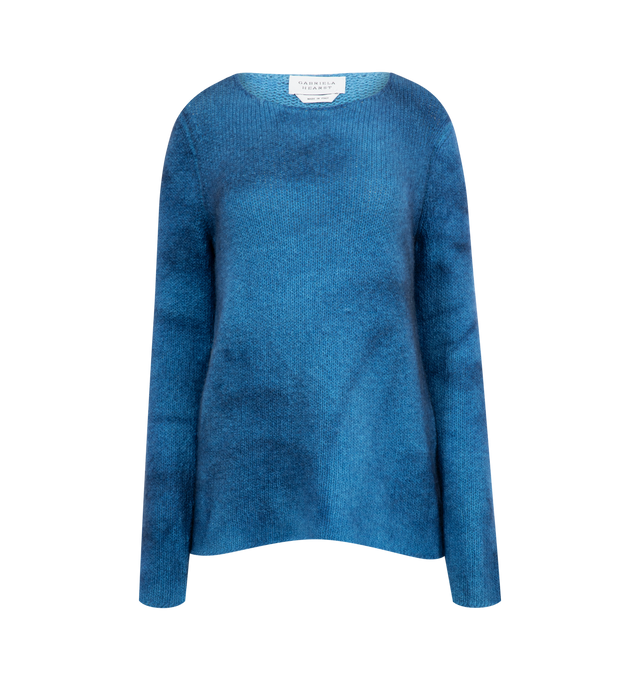 Image 1 of 2 - BLUE - GABRIELA HEARST Chivall Crew Neck Sweater featuring long sleeves, relaxed fit, crew neck and a novelty dying technique that gives it dimension.