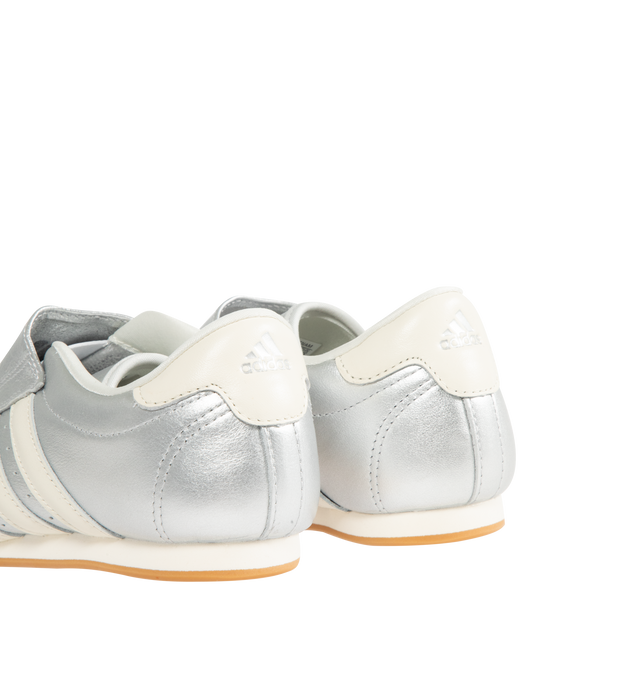 Image 3 of 5 - SILVER - ADIDAS Taekwondo Sneakers featuring a low-profile, slip-on design, leather upper that has a metallic sheen, super low-profile rubber outsole and regular fit.
