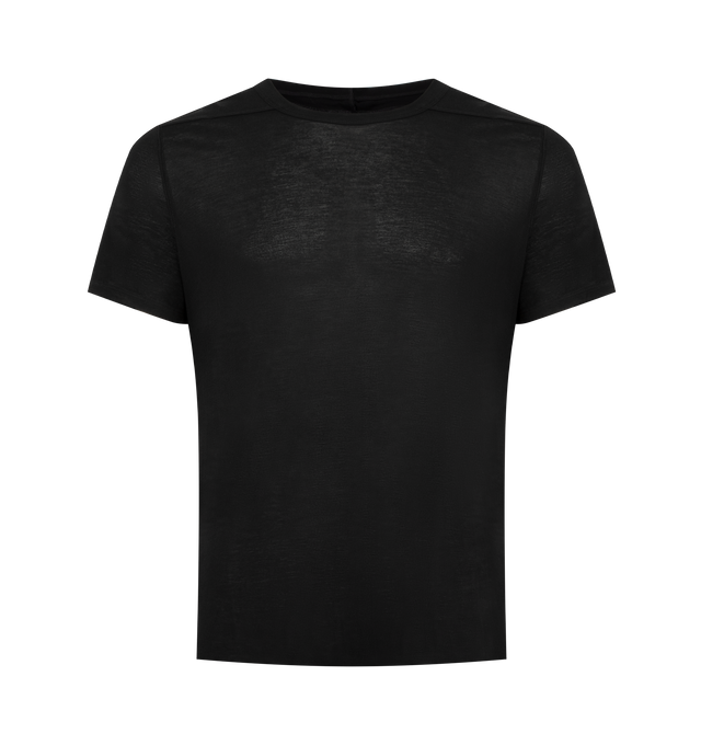 Image 1 of 2 - BLACK - RICK OWENS Short Level T-shirt featuring GOTS-certified organic cotton jersey T-shirt, rib-knit crewneck, offset shoulder seams and central seam at back. 100% organic cotton. Made in Italy.
