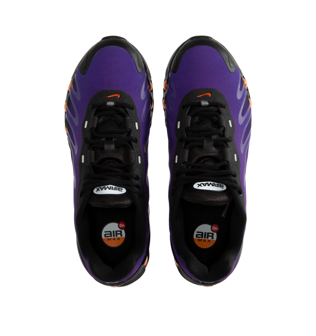 Image 5 of 5 - PURPLE - NIKE Air Max Dn8 Sneaker featuring dynamic Air system with dual-chambered tubes and tuned pressure levels, rubber outsole, plush foam underfoot, sculpted upper made of lightweight mesh on top, while slashes at the sides reveal open mesh for more breathability, plastic heel clip and extra layer across toe tip adds durability.