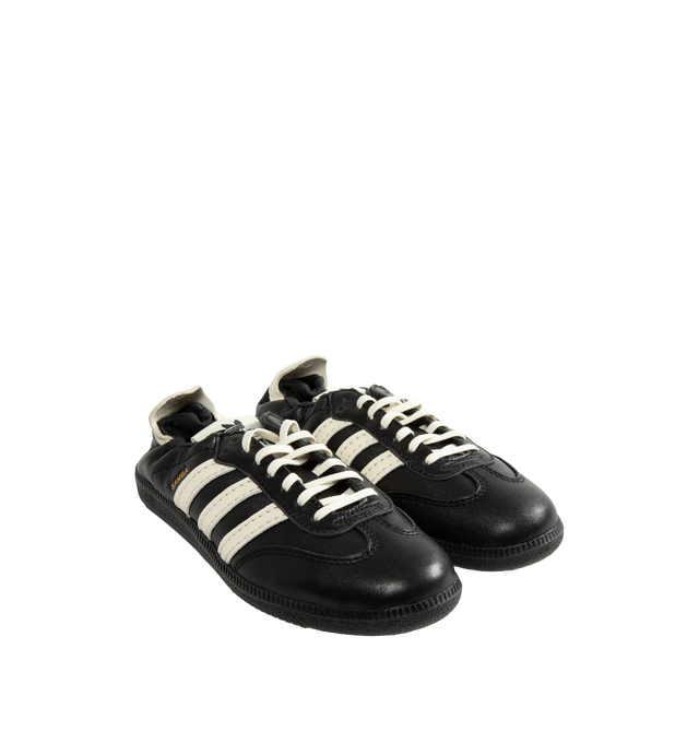 Image 2 of 5 - BLACK - Adidas Originals Men's Samba OG SFTM Shoes are crafted from premium leather and feature a classic low-profile silhouette with lace-up fastening and signature Samba styling. Designed with a smooth textile and synthetic lining for comfort and a durable rubber outsole for everyday traction, this versatile sneaker blends timeless sport heritage with contemporary appeal. Main Material: Leather Upper. Lining: Textile and Synthetic Materials. Outsole: Rubber.