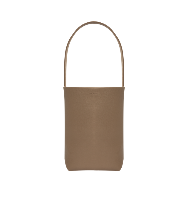 Image 1 of 3 - NEUTRAL - The Row Small N/S Park Tote featuring classic tote bag in grained calfskin leather with interior toggle closure and flat handle. 9.8 x 8.7 x 4.7 in. 100% leather. Lining: 100% suede. Made in Italy.