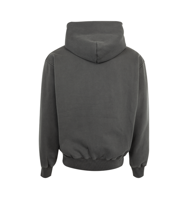 Image 2 of 2 - BLACK - PLEASURES Flame Hoodie featuring drawstring hood, kangaroo pocket, ribbed cuffs and hem and graphic on front. 70% cotton, 30% polyester.