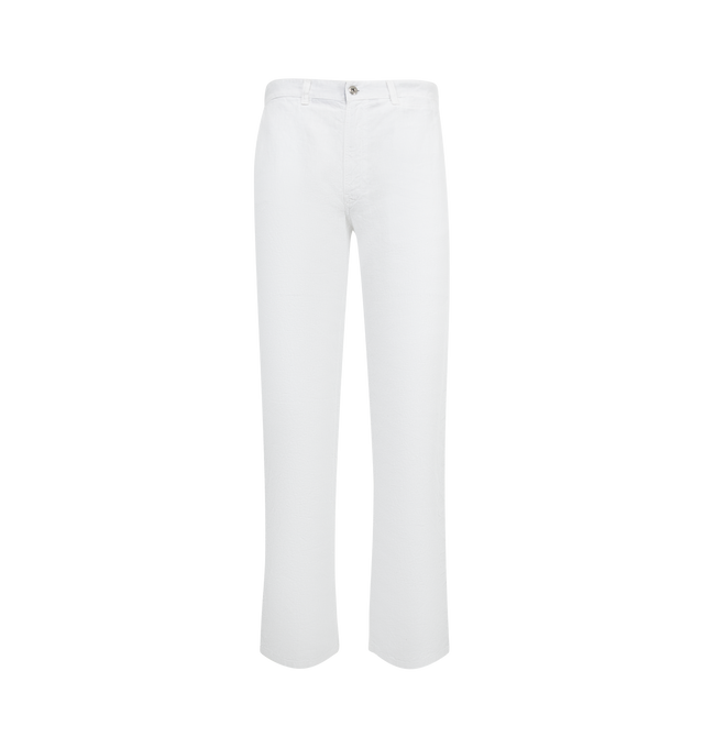 Image 1 of 3 - WHITE - 120% LINO Pant featuring classic chino style, two back patch pockets, button zip fly and straight leg. 100% linen.