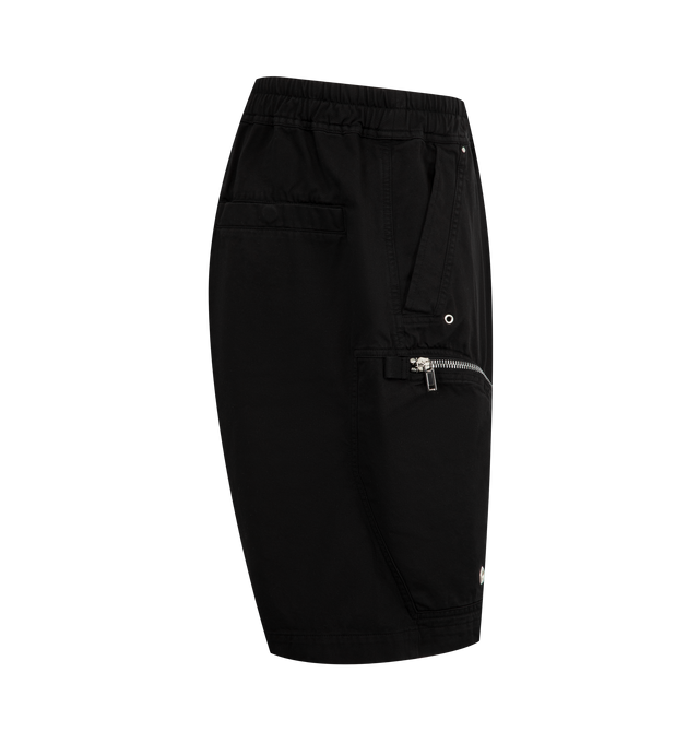 Image 3 of 3 - BLACK - Rick Owens DRKSHDW Bauhaus Shorts featuring drawstring at elasticized waistband, four-pocket styling, exposed zip fly, rivets and eyelets at front, webbing tabs at front, zip pocket at legs and dropped inseam. 100% organic cotton. Made in Italy.