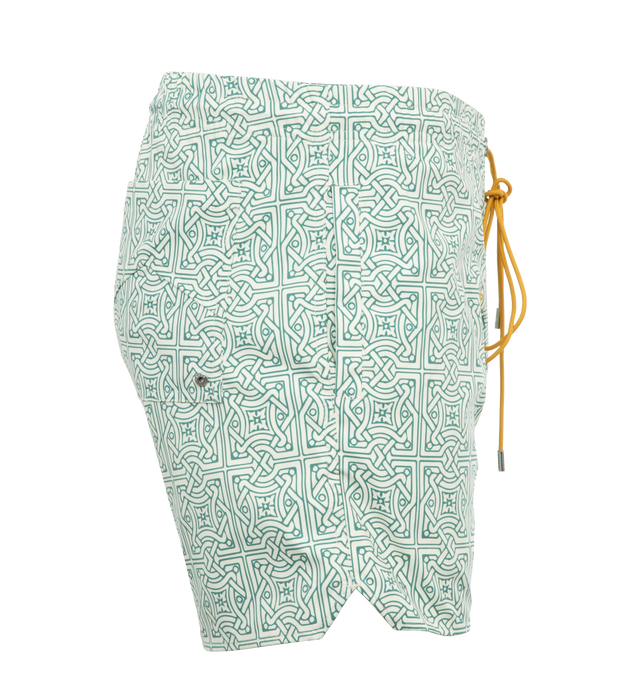 Image 3 of 4 - GREEN - RHUDE Cravat Swim Short featuring pull-on styling with elastic waistband and front drawstring tie closure, mesh brief lining, 3-pocket styling and lightweight ripstop fabric. 100% polyester. Lining: 85% nylon, 15% spandex. 