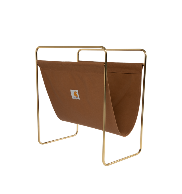 Image 1 of 3 - BROWN - CARHARTT WIP Canvas Magazine Stand featuring a gold-tone iron frame construction, a Dearborn Canvas holder with a waxed finish, triple stitching and a woven Square Label. 9 x 15 x 16.3 inch. 100% cotton (Dearborn Canvas).