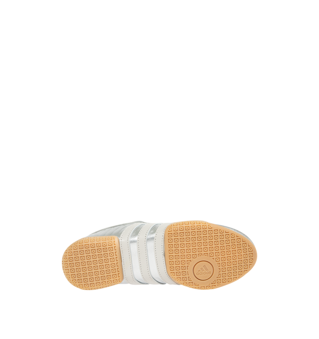 Image 4 of 5 - SILVER - ADIDAS Taekwondo Mei Elite Sneaker featuring regular fit, lace closure, synthetic and leather upper, textile and leather sockliner, rubber outsole, asymmetric lacing, decorative stitching on the toe and stripes wrapped around the outsole.