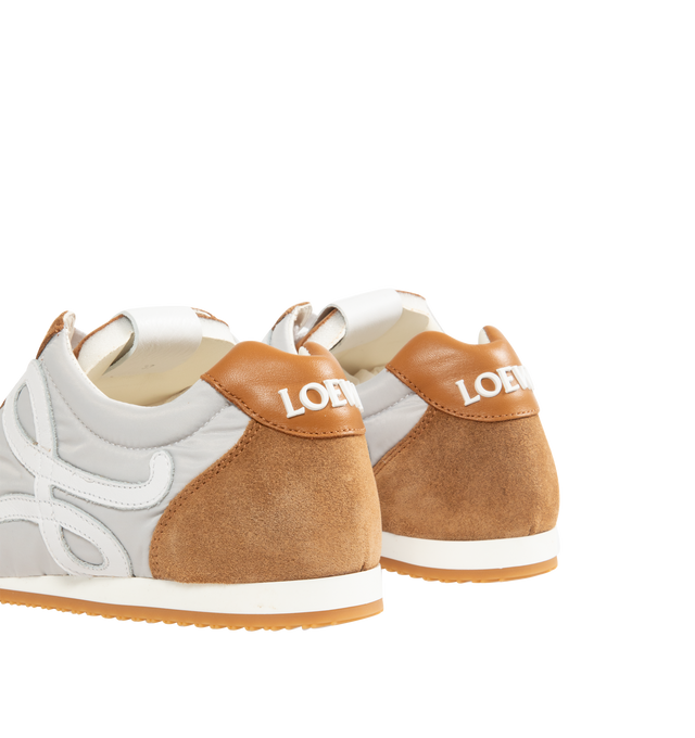 Image 3 of 5 - BROWN - LOEWE Ballet Runner 2.0 Sneaker in nylon and calfskin featuring an asymmetrical toe shape, a sock-like internal structure, a lightweight rubber outsole that extends to the toecap, 20mm heel, L monogram at the side, embossed Anagram on the tongue and injected rubber LOEWE on the heel tab. Nylon/calf. Made in Italy.