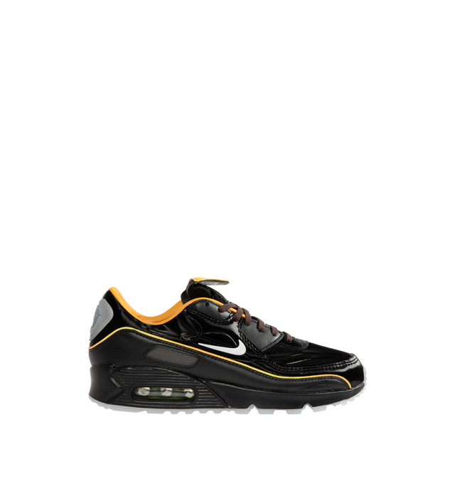Image 1 of 5 - BLACK - NIKE Air Max 90 "Mercurial" Sneaker featuring Mad 90 Pack with four Air Max 90 designs inspired by classic Nike soccer cleats, a removable fold-over tongue, a color-shifting finish, plush and comfortable, Max Air cushioning, padded collar, foam midsole and rubber outsole.