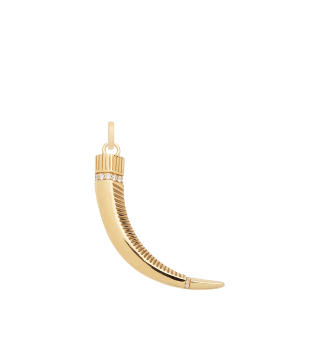 Image 2 of 2 - GOLD - FOUNDRAE La Loba Claw Pendant featuring 18k Yellow Gold with Diamonds and an Annex Link. Diamond Weight: 0.16 ct. Pendant measures 42mm. Hirshleifers offers a range of initial pieces from this collection in-store. For personal consultation and detailed information about jewelry, please contact our dedicated stylist team at personalshopping@hirshleifers.com.