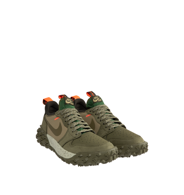 Image 2 of 5 - GREEN - JORDAN Air Jordan 1 Low A/T Sneaker featuring GORE-TEX material and a trail-ready outsole, leather and textiles to create a structured and breathable shoe, rubber outsole, braided laces and foam midsole.