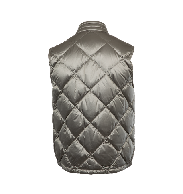 Image 2 of 3 - SILVER - MONCLER Nasta Down Vest featuring yarn-dyed nylon lger lining, down-filled, collar with snap button closure, zipper closure, zipped pockets, inner pocket with snap button closure and leather logo patch. 100% polyamide/nylon. Padding: 90% down, 10% feather. 