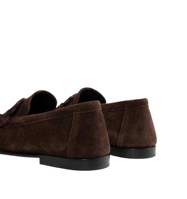 Image 3 of 4 - BROWN - Loewe Women's Double L Loafers are crafted from suede and feature the house's signature Double L detailing on the front. Upper: Suede Leather.