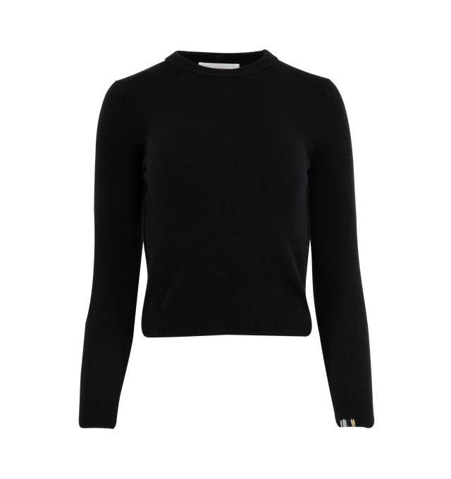 Image 1 of 2 - BLACK - EXTREME CASHMERE Kid Sweater featuring slim-fit, cropped length, crew-neck, long sleeves and rib knitted at the neck, cuffs and hem. 89% cashmere, 10% nylon, 1% spandex.