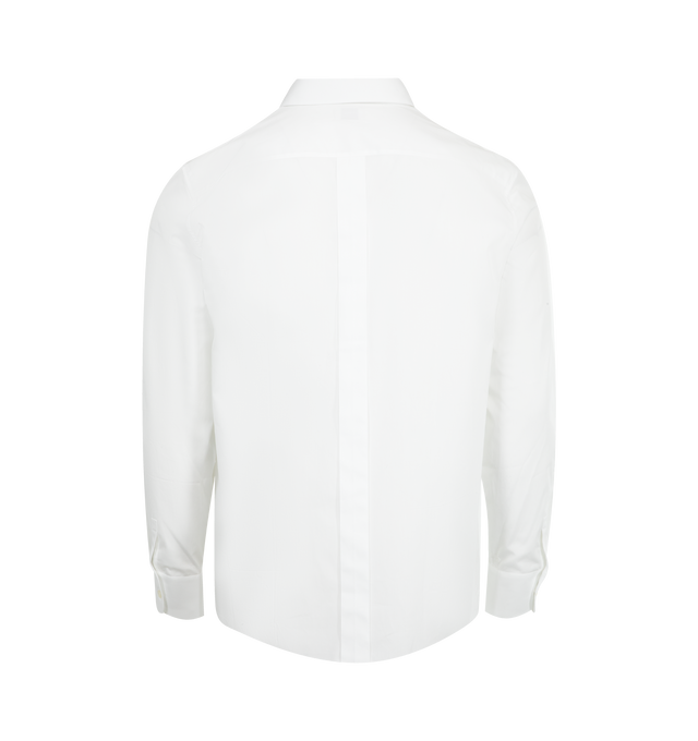Image 2 of 2 - WHITE - SAINT LAURENT Cassandre Shirt in cotton poplin featuring a pointed collar, cassandre embroidery at the hip, concealed front button closure, one-button cuffs, straight hem and back center box pleat. 100% cotton.