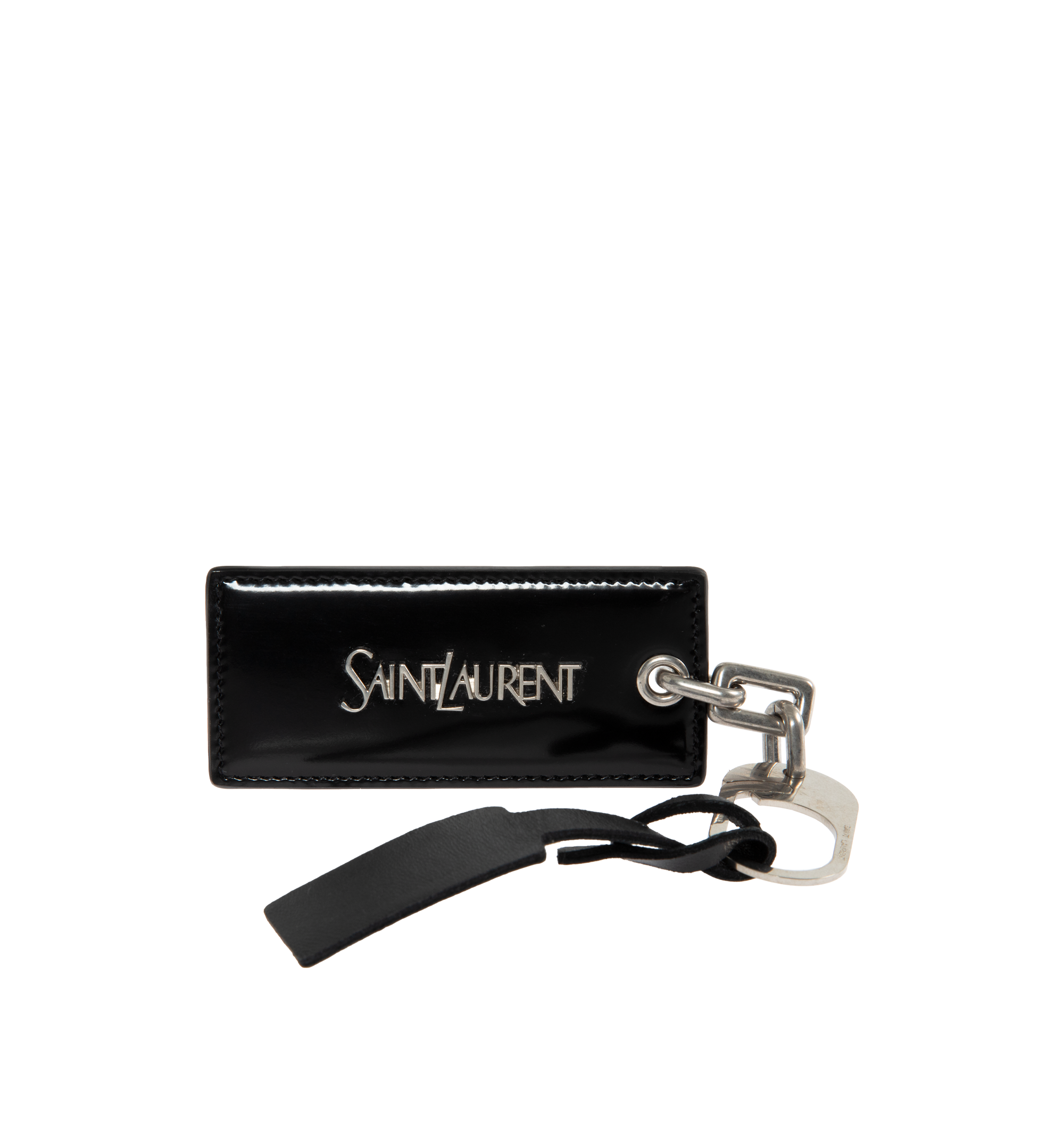 Yves Saint Laurent Black Leather Studded Monogram Tassel Key Ring and Bag  Charm - Yoogi's Closet