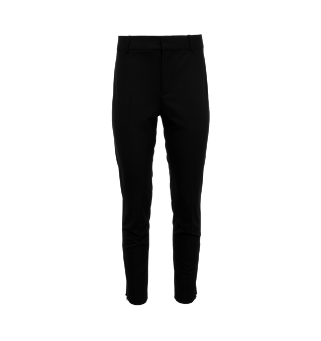Image 1 of 4 - BLACK - NILI LOTAN LINO SKINNY PANT featuring flat front mid-rise skinny leg pant, zip closure at ankle, waistband, back darts, belt loops, zip fly and hook-and-bar closure. 95% virgin wool, 5% elastane.  