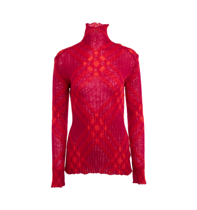 HIGH NECK CHECK SWEATER (WOMENS)