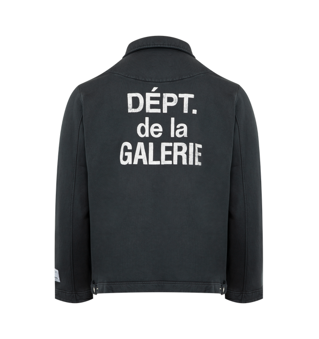 Image 2 of 3 - BLACK - GALLERY DEPT. Montecito Jacket featuring knit fleece, a boxy fit, front zip closure, double welt pockets, FRENCH logotype at the front and enlarged on the back and finished with an adjustable snap button closure at the hem. 100% cotton. Made in Portugal.