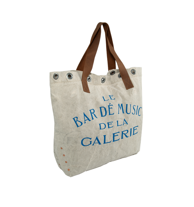 Image 2 of 3 - NEUTRAL - GALLERY DEPT. TOOL TOTE featuring copper grommets, leather upholstery, canvas, Le Bar D Music De La Galerie logo and property of Gallery Dept. stamp. 100% cotton canvas. 