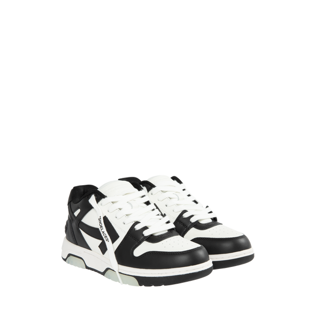 Image 2 of 5 - BLACK - OFF-WHITE Out Of Office Sneaker featuring white label and arrows at sides. Cream rubber sole. 89% leather, 11% polyester. 