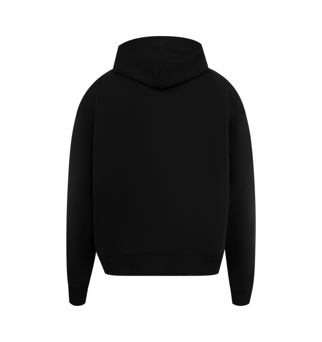 Image 2 of 2 - BLACK - MARKET Smiley Lockup Hoodie featuring hooded neckline, ribbed hem and cuffs, embroidered graphic front and front kangaroo pocket. 100% cotton.