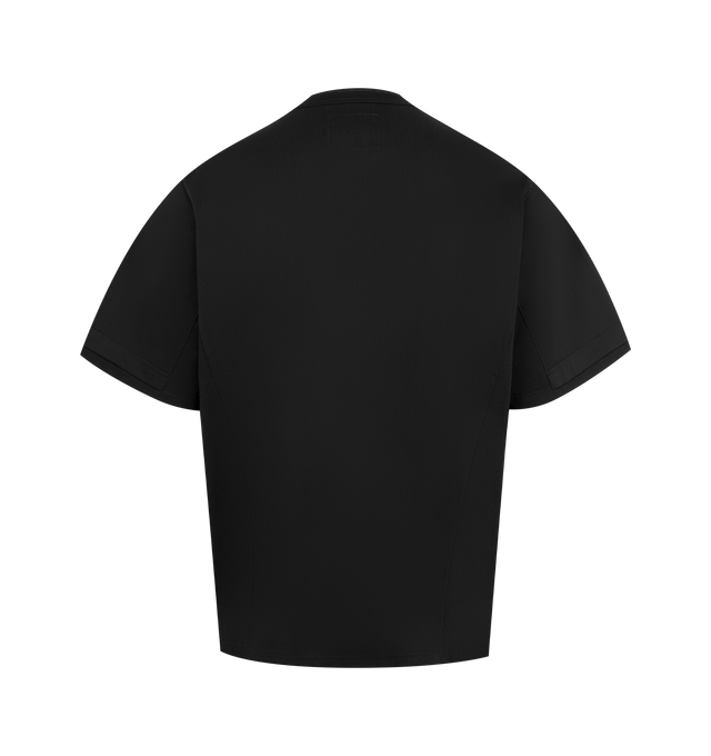 Image 2 of 2 - BLACK - SACAI Cotton Jersey T-shirt featuring rib-knit crewneck, embroidered logo and patch pocket at chest, short sleeves and dropped shoulders. 100% cotton. Made in Japan.