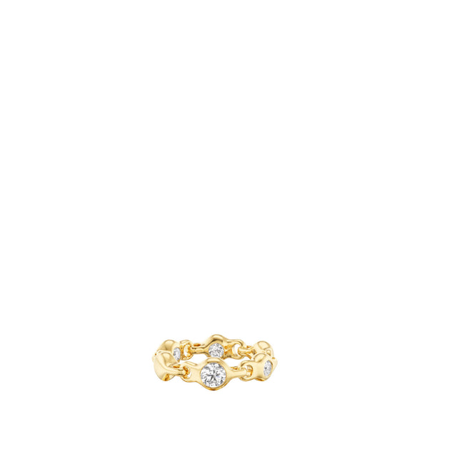 Image 1 of 2 - GOLD - Uniform Object Supernova Stacking Ring featuring 7.5 g of 18K yellow gold with a 0.50 ct round diamond and 0.56 TCW round diamond accents (1.18 TCW). Handcrafted in New York City. Hirshleifers offers a range of pieces from this collection in-store. For personal consultation and detailed information about jewelry, please contact our dedicated stylist team at personalshopping@hirshleifers.com.