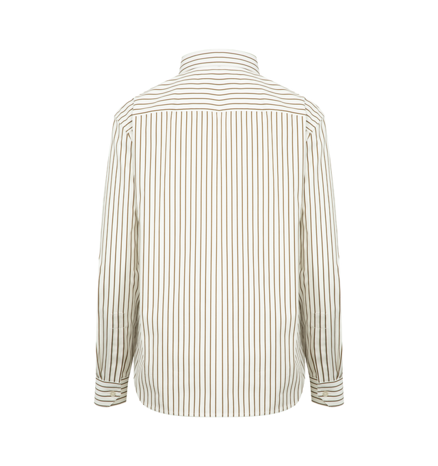 Image 2 of 2 - WHITE - SAINT LAURENT Striped Shirt featuring striped cotton poplin buttoned shirt with a pointed collar, chest pocket with logo embroidery, front button closure, one-button mitered cuffs and straight hem. 100% cotton. Made in Italy.