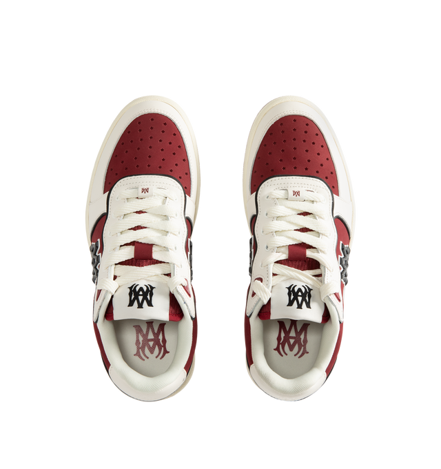 Image 5 of 5 - RED - Amiri Men's Newport Sneaker is crafted on a patinated two-tone leather and suede material on a rubber sole illustrated with the MA icon.