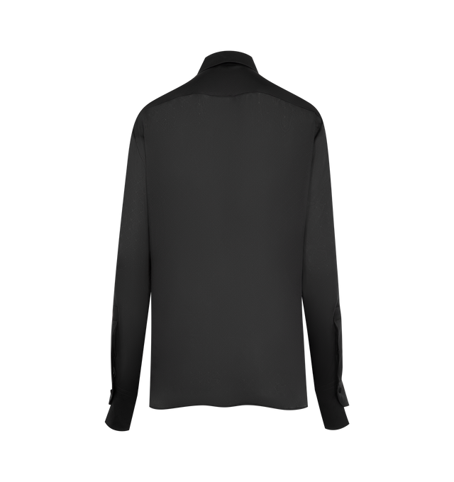 Image 2 of 2 - BLACK - Tom Ford Womens Monogram Silk Chiffon Shirt is crafted from a silk chiffon and features a sheer organza with monogram detail. Main Material: 100% Silk. Made in Italy.