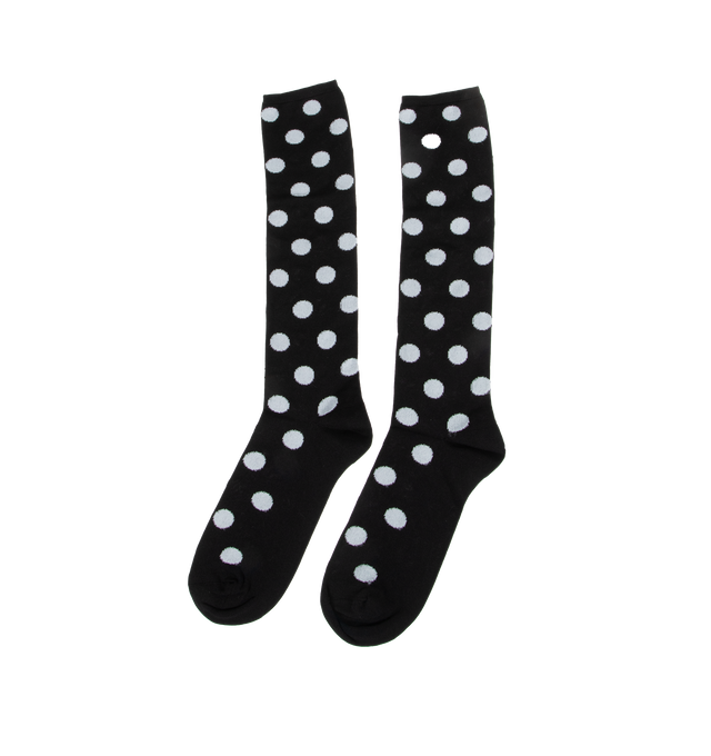Image 2 of 2 - BLACK - MARNI Polka Dot Intarsia Knit Socks featuring logo lettering detail. 100% nylon.  