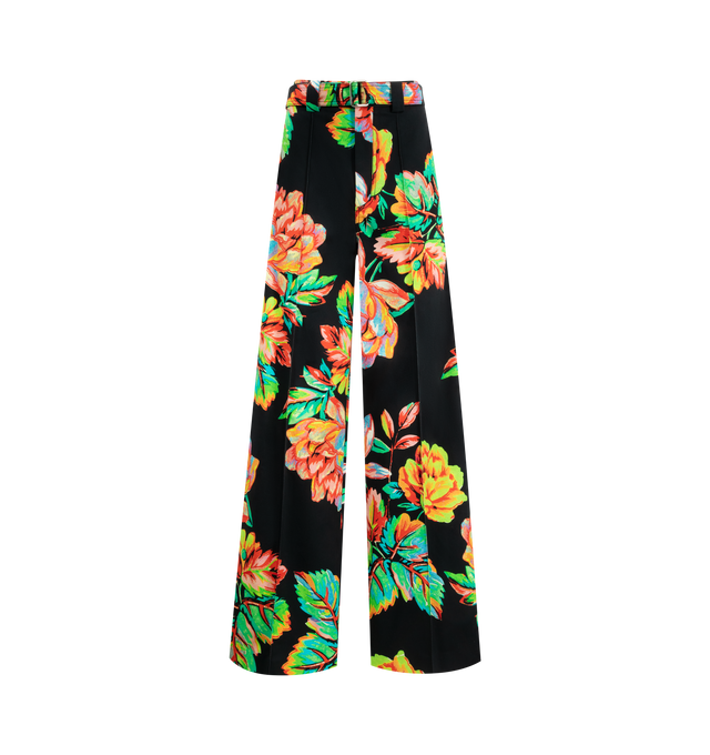 Image 1 of 3 - MULTI - CHRISTOPHER JOHN ROGERS Floral Wide Leg Trouser featuring adjustable belt at waist, zip closure, flat front, wide leg and floral print throughout.