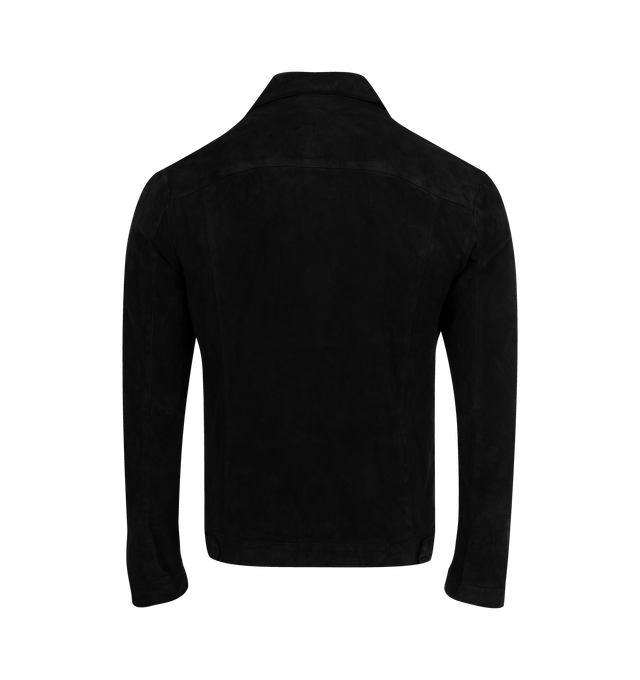 Image 2 of 3 - BLACK - GIORGIO BRATO VV Rev Jacket featuring concealed front closure, two front patch pockets, two front welt pocket, long sleeves and collar. 100% suede. Made in Italy.