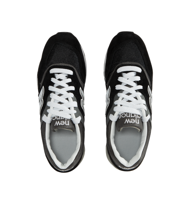 Image 5 of 5 - BLACK - NEW BALANCE 997 Core Sneaker featuring leather and textile uppers, lightweight EVA midsole, synthetic rubber soles, lace up closure and branding throughout.