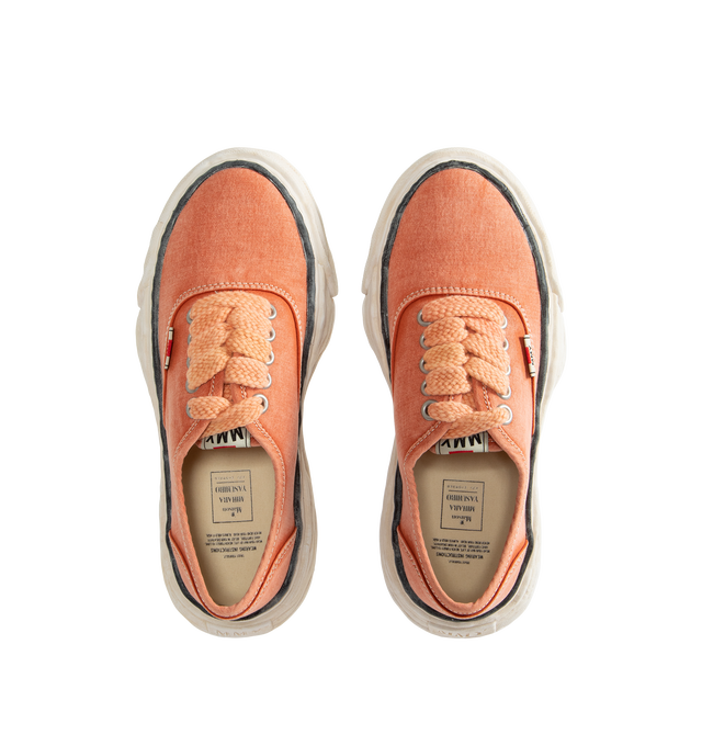Image 5 of 5 - ORANGE - Maison Mihara Yasuhiro Baker 26 Bleached Canvas Low-Top Sneakers are crafted from a bleached cotton and feature the brand's signature sculpted OG sole, originally molded in clay by the designer. Main Material: Upper: 100% Cotton Canvas. Sole: Rubber.