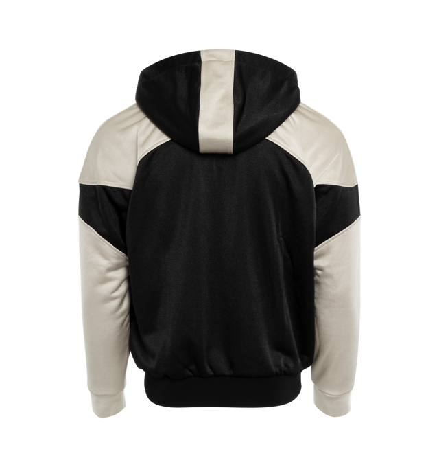 Image 5 of 6 - BLACK - SAINT LAURENT Zip Up Hoodie featuring retro colorblocking, drawstring hood, branded zip closure, zip pockets, long raglan sleeves and ribbed cuffs and waistband. 55% polyester, 45% cotton. Made in Italy. 