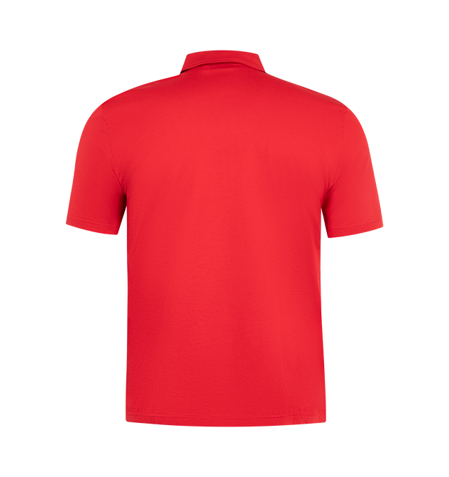 Image 2 of 2 - RED - ASPESI Polo Mod featuring timeless shirt collar with a button placket and short sleeves. 100% cotton.