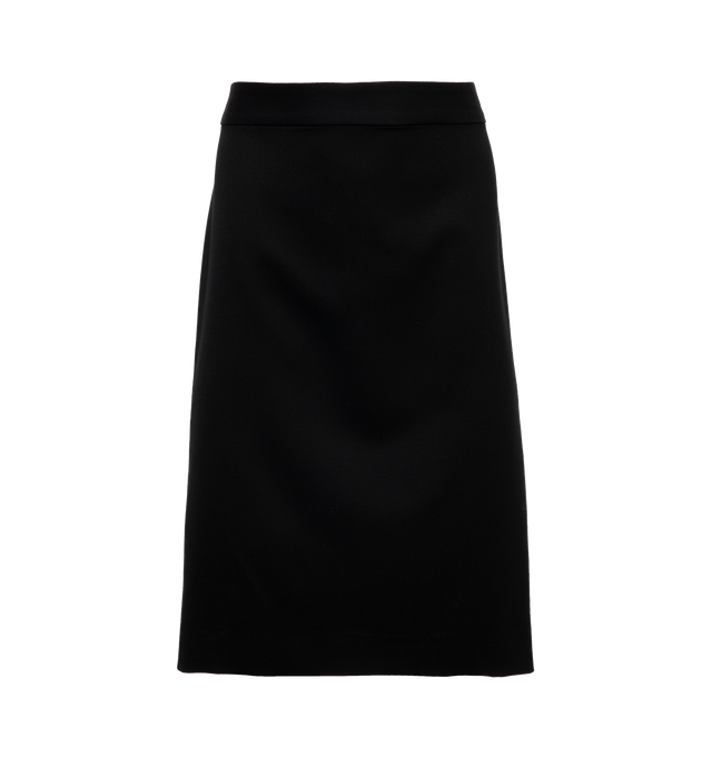 Image 1 of 3 - BLACK - NILI LOTAN PIPPA SKIRT featuring flat front slim mid-rise knee length pencil skirt, waistband detail, zip and hook-and-eye closure, back bottom vent and fully lined. 53% polyester, 43% virgin wool, 4% elastane. 