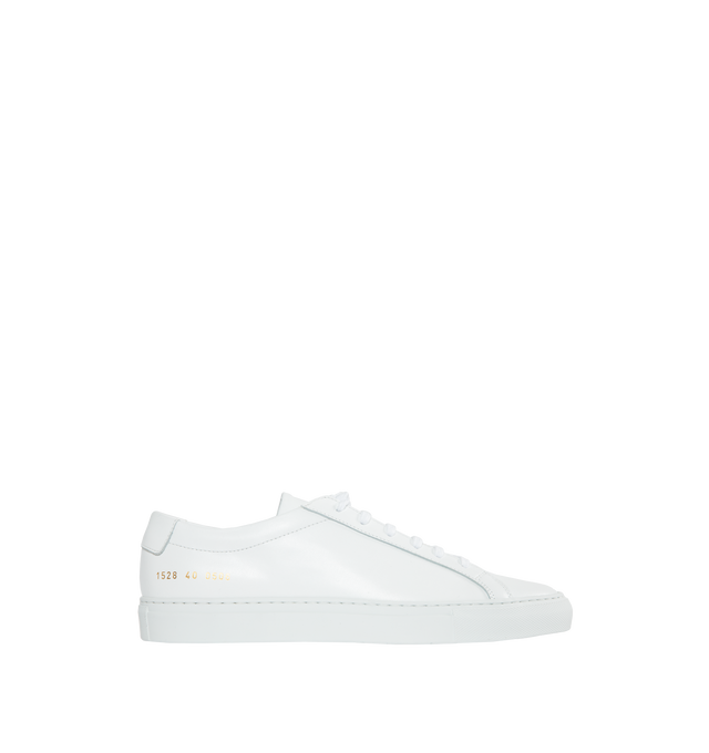 Image 1 of 5 - WHITE - COMMON PROJECTS Original Achilles Low Sneaker featuring leather upper with rubber sole and lace-up front. Made in Italy. 