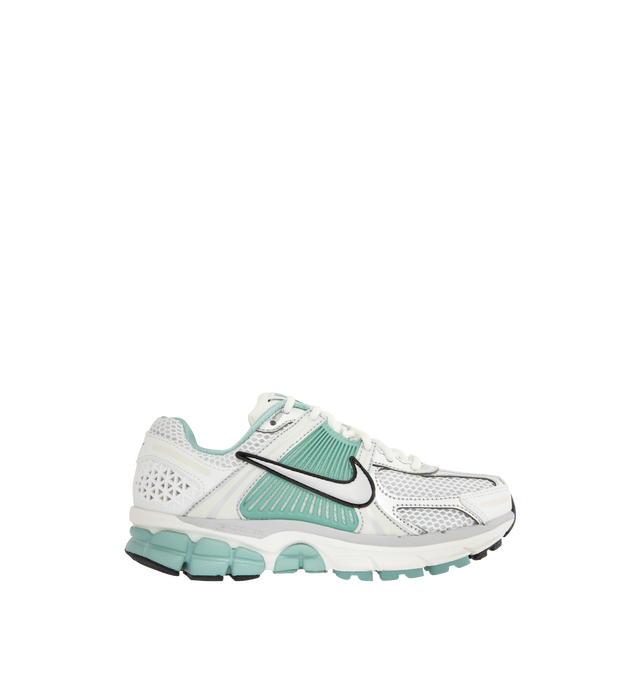Image 1 of 5 - WHITE - NIKE Zoom Vomero 5 Sneakers featuring upper that mixes synthetic leather for a layered look, ventilation ports on the heel, Zoom Air cushioning, plastic caging on the side, metallic accents, foam midsole and rubber outsole.