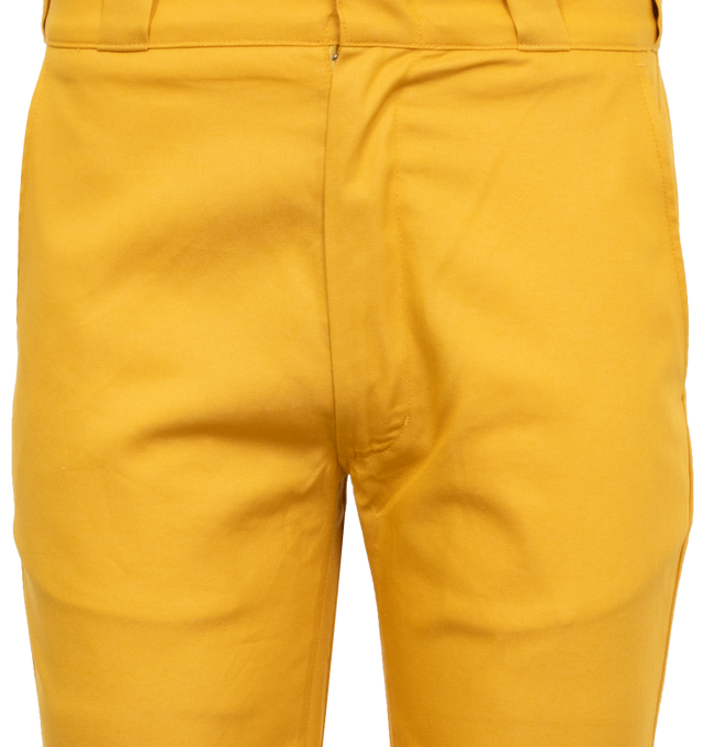 Image 7 of 8 - YELLOW - GALLERY DEPT. LA CHINO FLARES featuring mid-rise, slim fit along the leg, flare hem and stamp logo above the right pocket. 100% cotton. 
