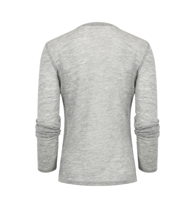 Image 2 of 2 - GREY - THE ROW Iverness Top in Cashmere featuring long-sleeved crewneck top in featherlight cashmere jersey with ribbed collar and slim fit. 100% cashmere. Made in Italy.