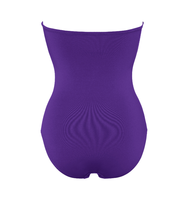 Image 2 of 6 - PURPLE - ERES Cassiope One-Piece Bustier Swimsuit featuring bust shirring at front and sides, U-shaped metal link between cups and gripper tape. Main: 84% Polyamid, 16% Spandex. Second: 68% Polyamid, 32% Spandex. Made in Italy. 
