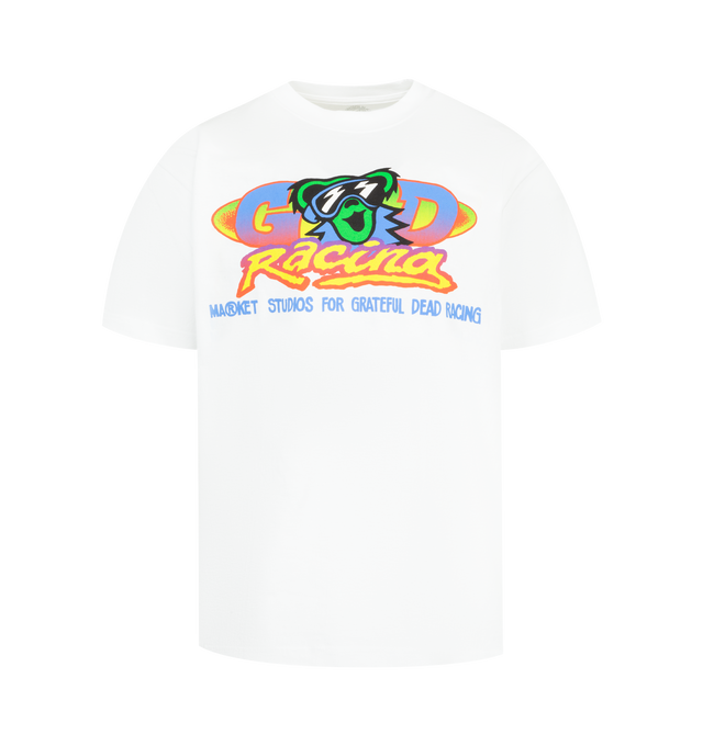 Image 1 of 2 - WHITE - MARKET x GD Racing T-Shirt featuring crew neck, short sleeves, regualr fit and graphic on front and back. 100% cotton.