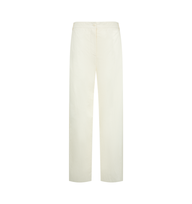 Image 1 of 3 - WHITE - THE ROW Fael Pant featuring mid-rise chino pants in cotton poplin with a straight leg, side slash pockets and single back patch pocket. 100% cotton. Made in Italy.