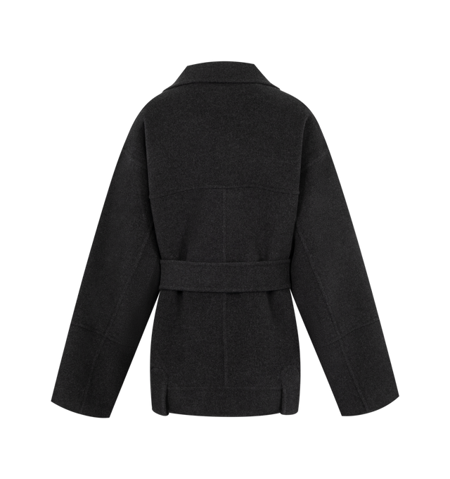 Image 2 of 2 - BLACK - Khaite Womens Belted Coat is crafted from wool. Features a relaxed silhouette, detachable self-tie belt, side welt pockets, and a clean tailored finish. Main Material: 100% Wool. Made in Italy.